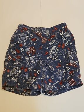 Columbia Boys' Navy Blue Fish & Flag Swim Trunks
